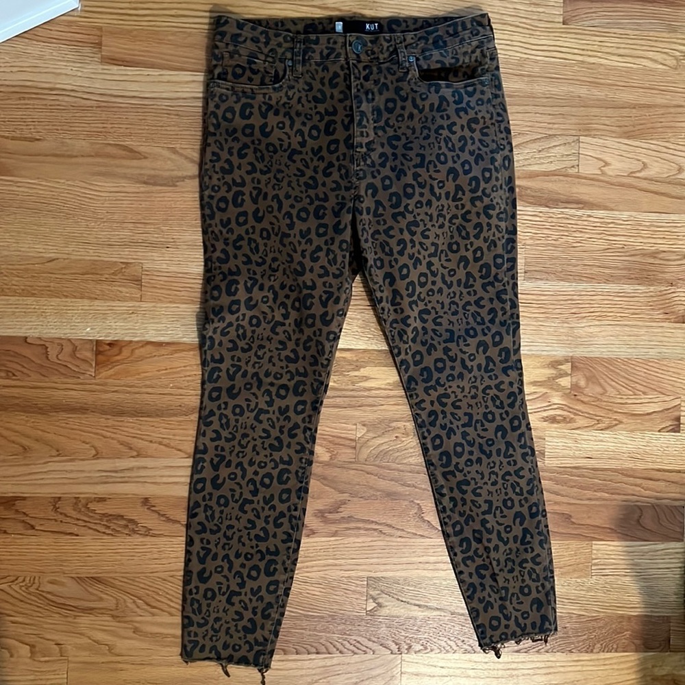 Kut size 12 high rise ankle skinny cheetah print Jean